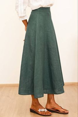 A-Line Linen Skirt | Teal