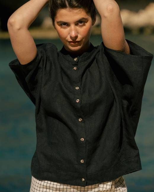 Dalia - Linen Shirt in Black