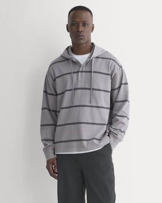 Vintage Rugby Hoodie | Overdye Charcoal Gray Stripe