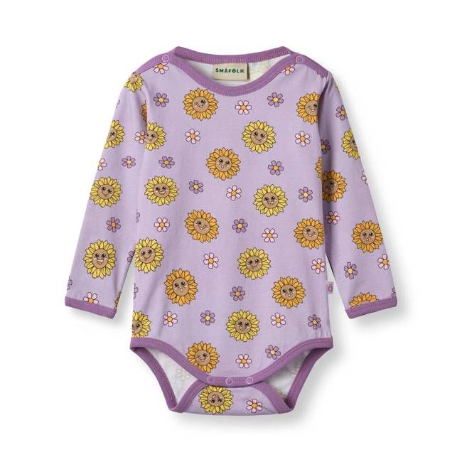 Elstar long-sleeved baby body with sunflowers