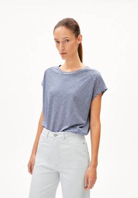 ONELIAA LOVELY STRIPES T-SHIRT | VERBLASSTE INDIGO-HAFERMILCH