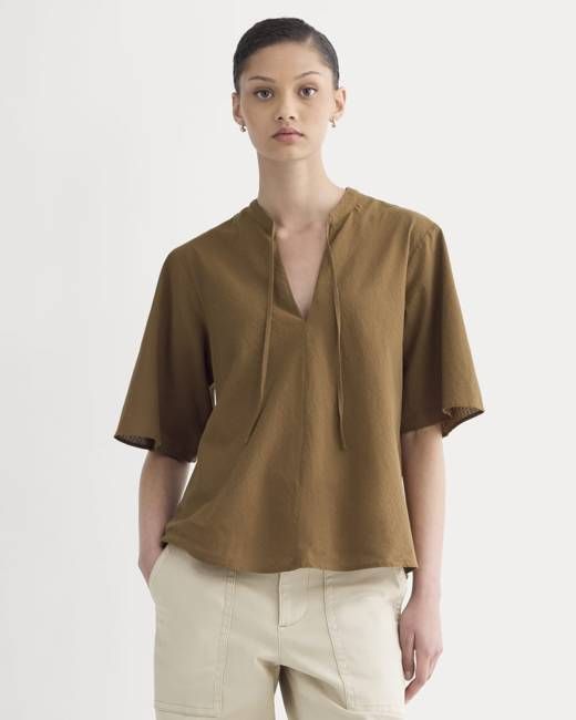 The Gauze Tie-Front Shirt | Toffee