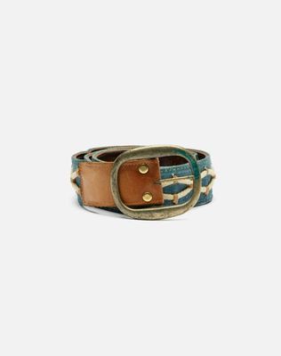 70s Denim and Leather Belt