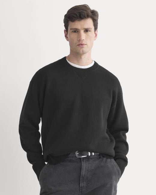 Luxe Merino Double-Knit Sweater |  Black
