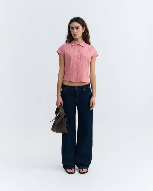 Slim popcorn pink blouse Kitty