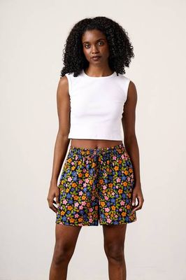 Charlie - Cotton Beach Shorts in Navy Floral