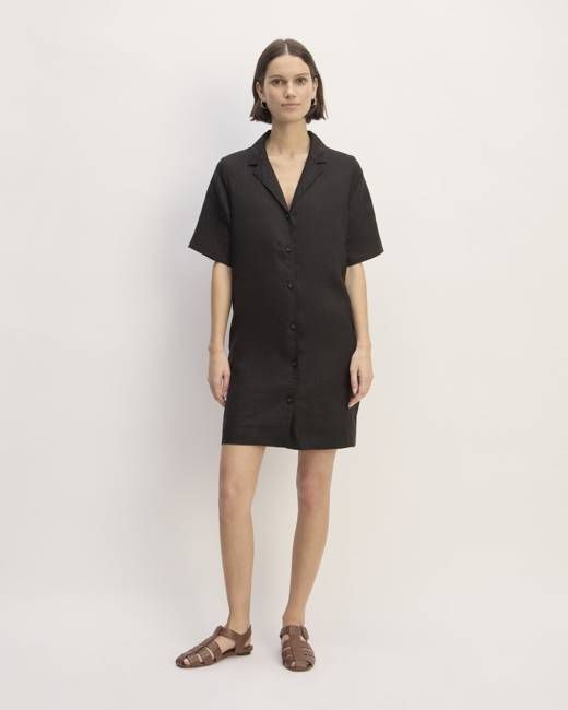 The Shirtdress in Linen | Black