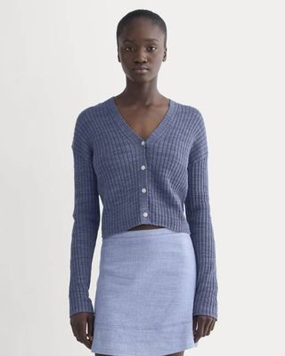 The Ribbed Cardigan in Cotton Linen | Indigo