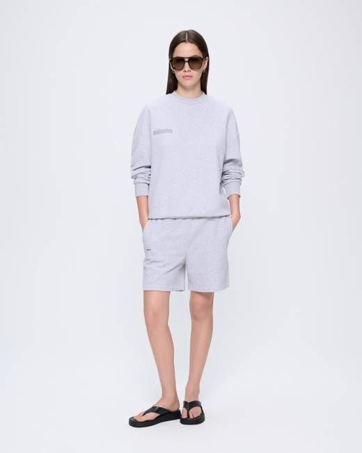 Womens 365 Midweight Mid Length Shorts—grey marl