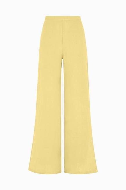 The Lena Wide-Leg Trousers With Slit in yellow