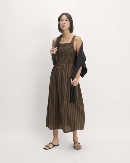 The Gauze Smock Dress | Cocoa / Black