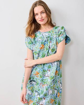 Must Love Cats - Retro Dreams Nightgown - Cornflower
