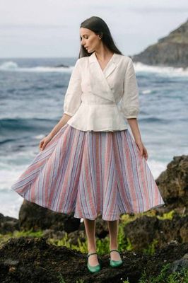 Classic – Full-Circle Linen Midi Skirt