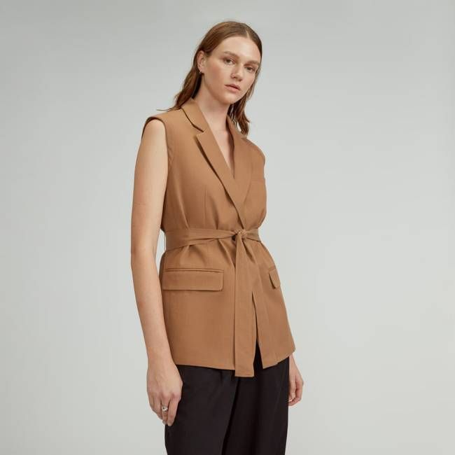 The Sleeveless Blazer in Buttersmooth | Toasted Coconut