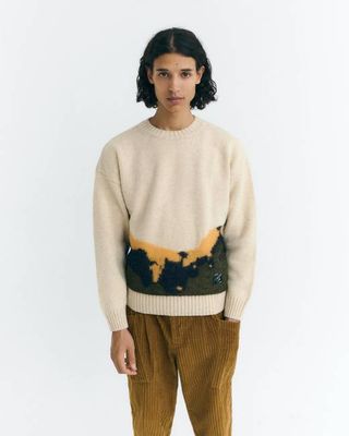 White textured knit wool Bolita sweater