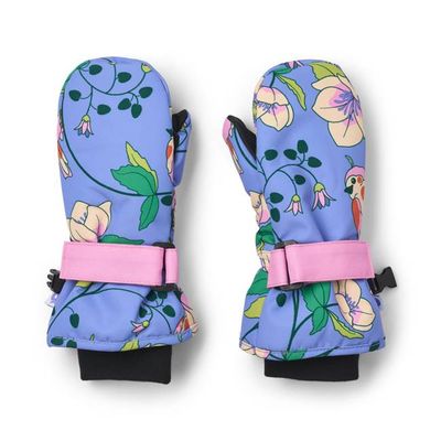 Mittens with birds and flowers