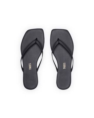 TKEES - Square Toe Lily Black Flip Flops
