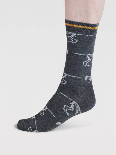 Mens Delta Dinosaur Bamboo Socks - Dark Grey Marl