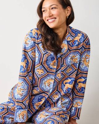 Fancy Fox - Petite Long PJ Set - French Blue