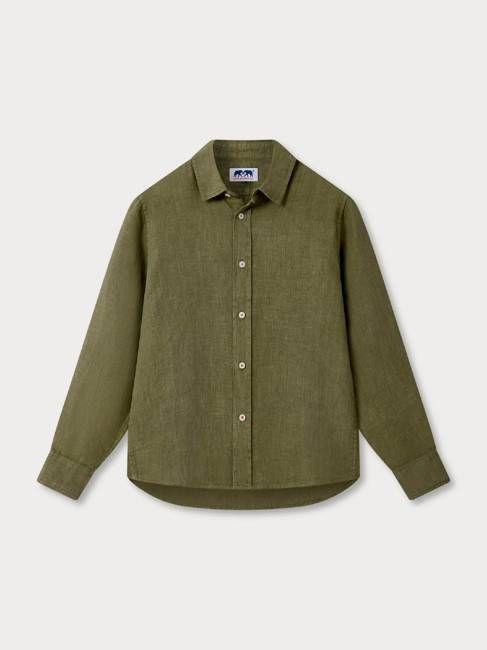 Kids Olive Green Abaco Linen Shirt