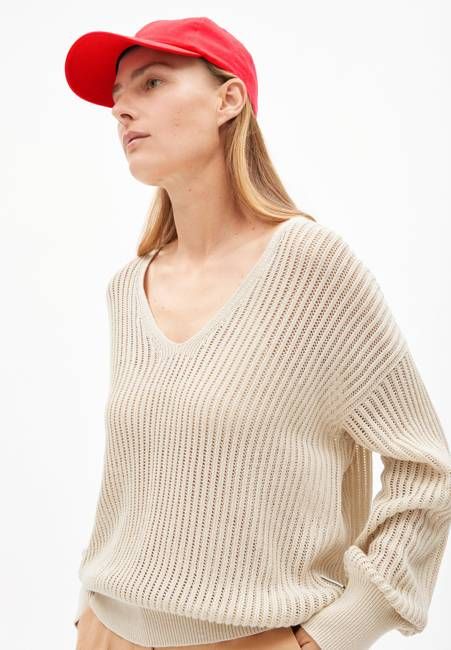 LINEN BLEND KNIT SWEATER | raw white