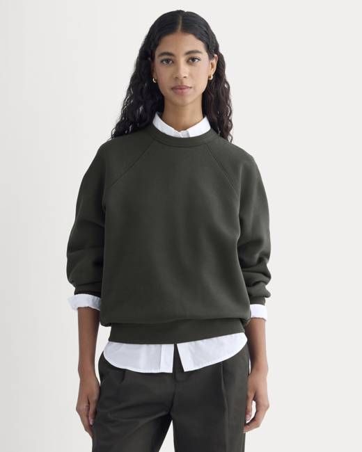 Luxe Fleece Raglan Crewneck | Washed Black