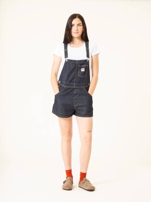 Short denim overalls in Jane Dark Blue
