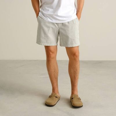 DEDICATED - Shorts Sibbarp Work Stripe Forest Green