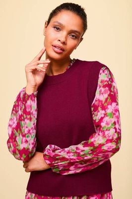 Kurzes Tanktop aus Merinowolle | Weinrot