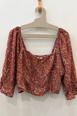 Sample Sale Eden Crop Top in Rhubarb Floral Extended