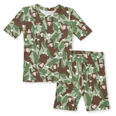 Kids Summer Pajama Set - Chimpanzees Green
