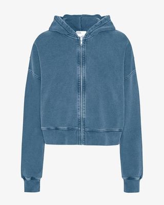 Organic Crop Zip Hood - Faded Indigo