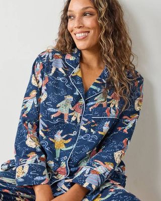 Figure Skaters - Lightweight Flannel Long PJ Set - Frozen Pond