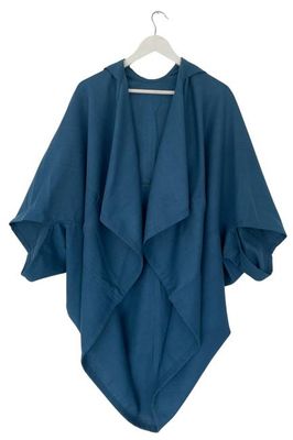NEW! Cotton Noil Silk Hoodie Kimono Teal