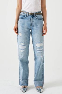 Stevie Turn Up Jean in Destroyed Austin