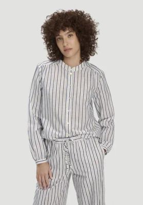 Striped blouse, relaxed style, made from organic cotton with linen