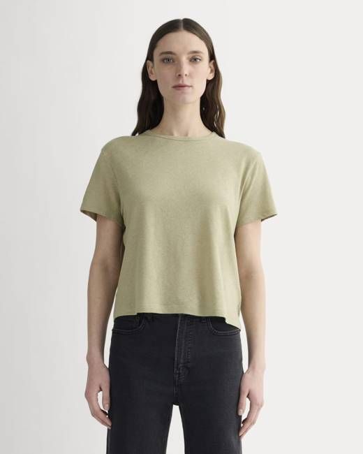 The Box-Cut Tee in Cotton Linen | Eucalyptus