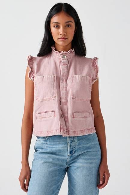 Pablo Denim Vest in Dusty Rose