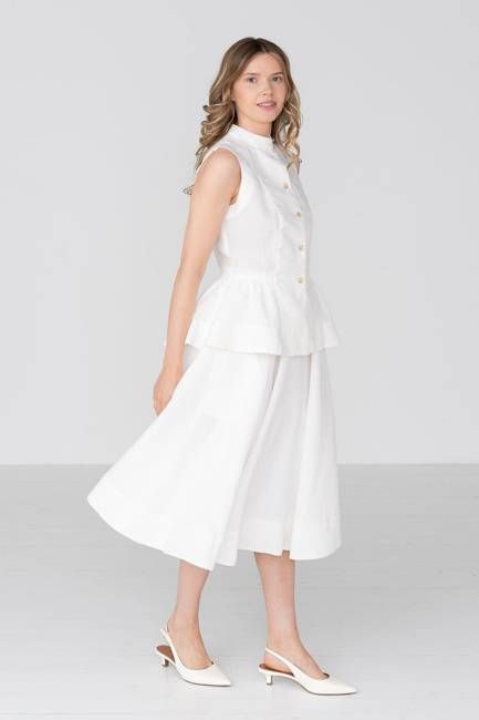 Classic – Full-Circle Linen Midi Skirt