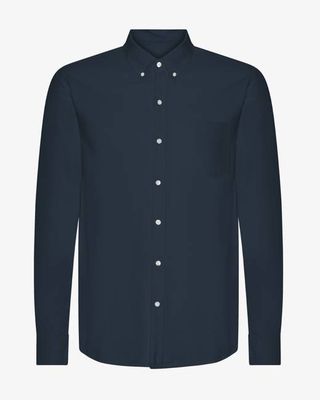 Organic Button Down Shirt - Navy Blue