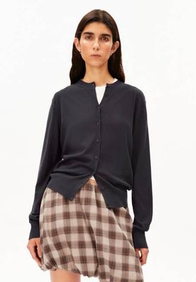 FINE KNIT CARDIGAN | dark steel