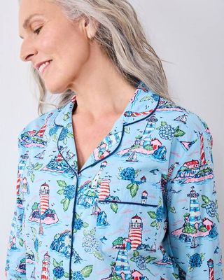 Lighthouse Keeper - Petite Long PJ Set - Blue Hydrangea