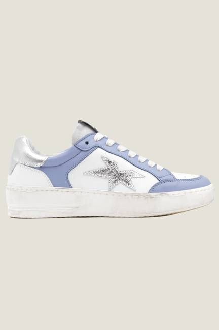 Vintage Effect Star Trainers | Blue/White