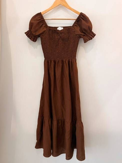 Sample Sale Harper Dress in Chocolate Linen