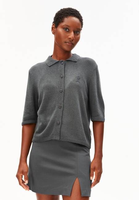 S SL LINEN BLEND KNIT CARDIGAN | space steel
