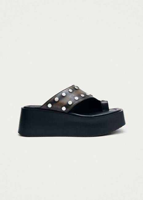 Nova Studs Vintage Effect Brown Leather Sandals