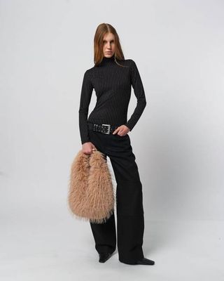 Sample Colette Fringe Fur Bag