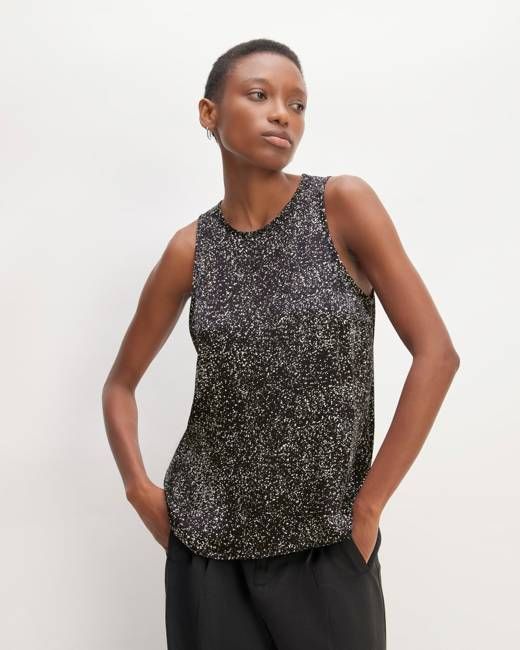 The Satin Racerback Top | Black Moonsplatter