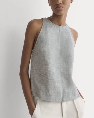 The Linen High-Neck Tank | Agave Green