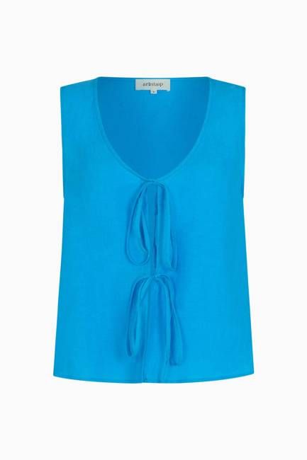 The Camilla Sleeveless Tie Top in ice blue
